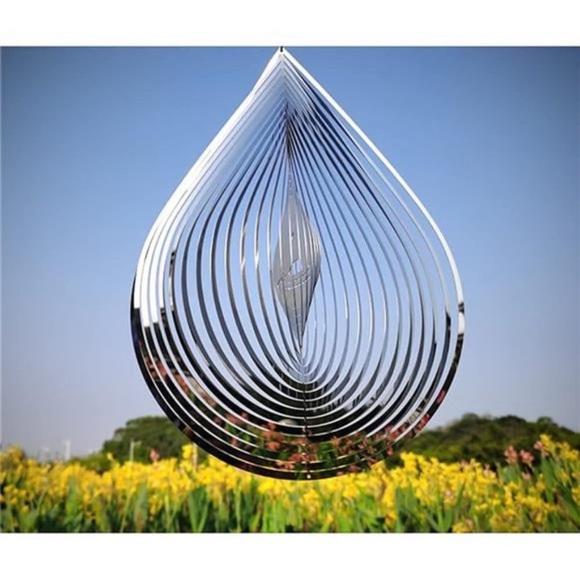Wind Spinner 3D Stainless Steel Metal Sculptures Decorations, 3D Water Droplets - Picture 5 of 7